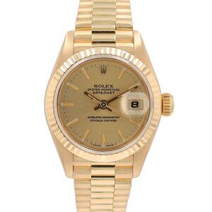 Rolex Datejust  69178 26mm Champagne Index Dial Fluted Bezel President Band